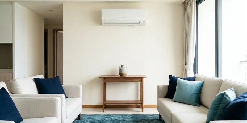 Cool Earth Aircon technician servicing Fujitsu General ASTG wall-mounted unit in Singapore condo